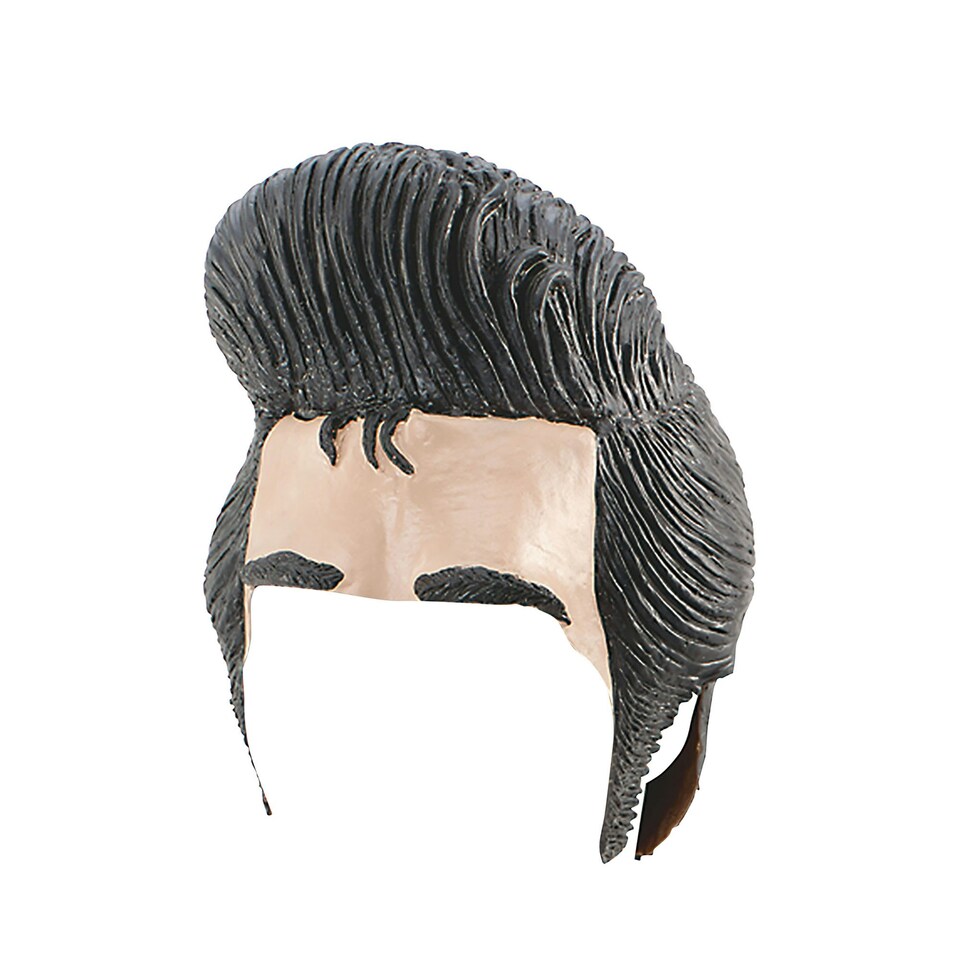 Bristol Novelty Unisex Teddy-Boy Headpiece/Sideburns Plastic Wig - Beige/Black - One Size One Size