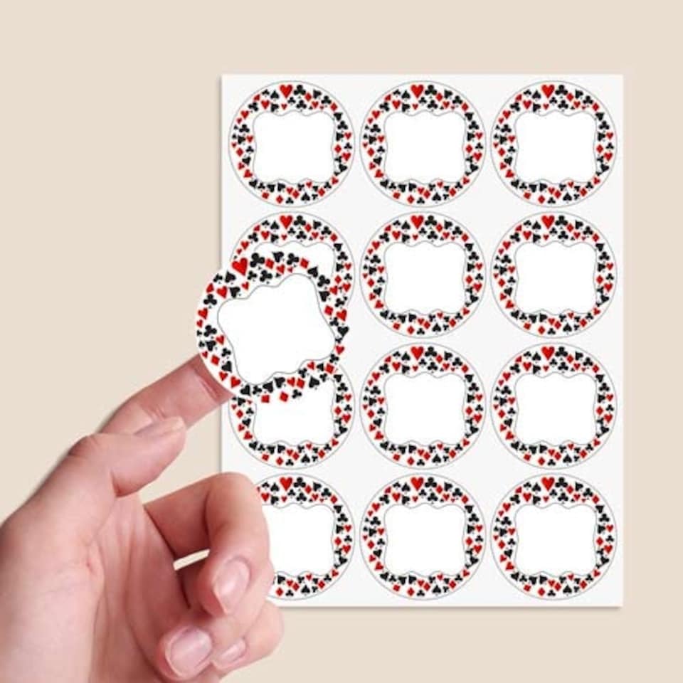 image 1 of Casino Design 60mm Round Sticker sheet of 12