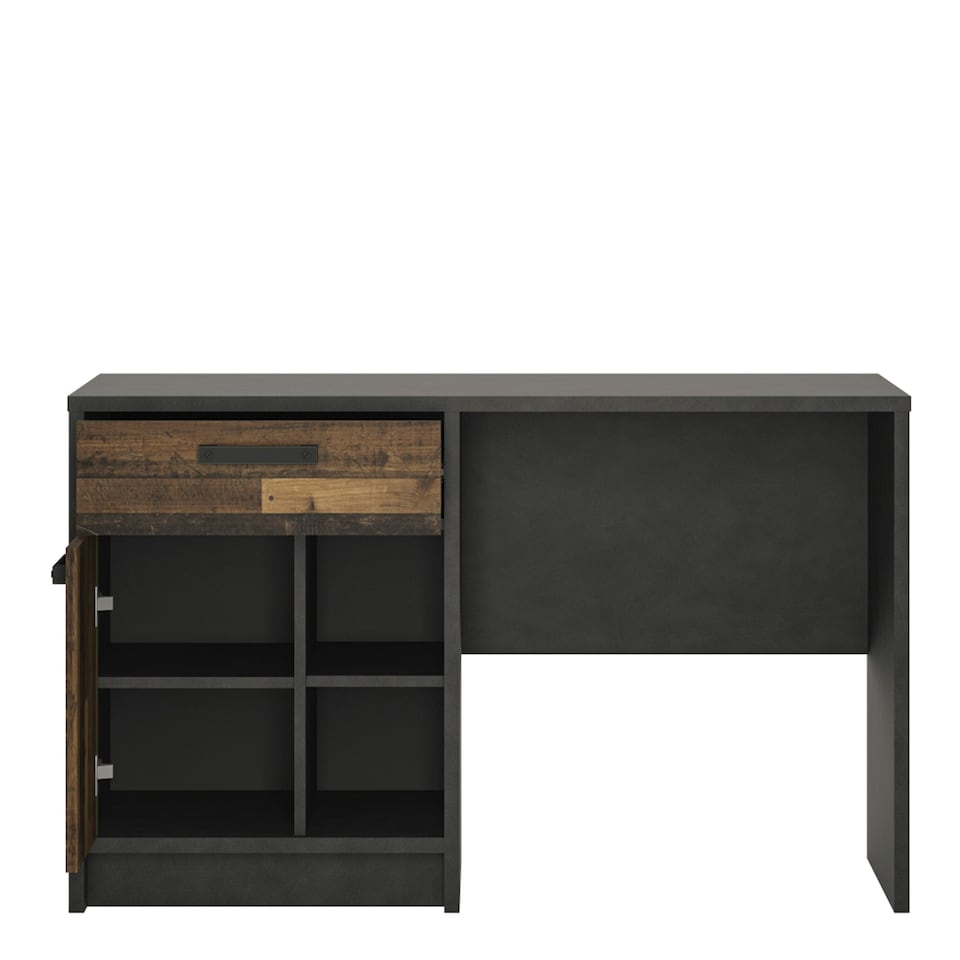 image 1 of Brooklyn Desk with 1 Door and 1 Drawer in Walnut and Dark Matera Grey
