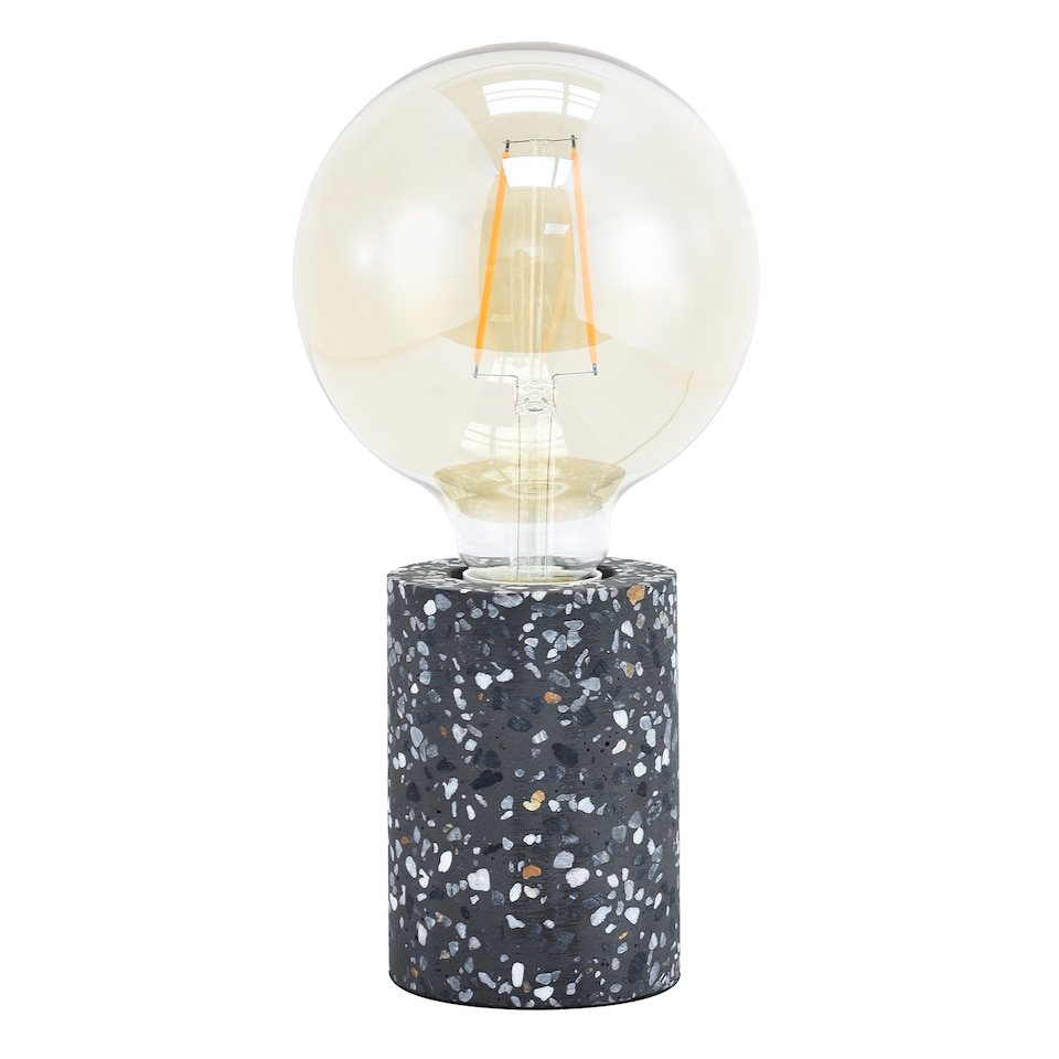 image 1 of Modern Black Mosaic Concrete Table Lamp for Vintage Industrial Style Light Bulbs | Black
