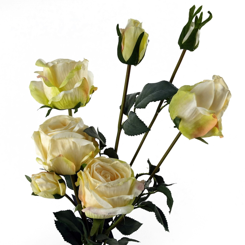 image 1 of 6 x 60cm Cream Rose Artificial Flower Sprays - 24 Flowers 18 Buds
