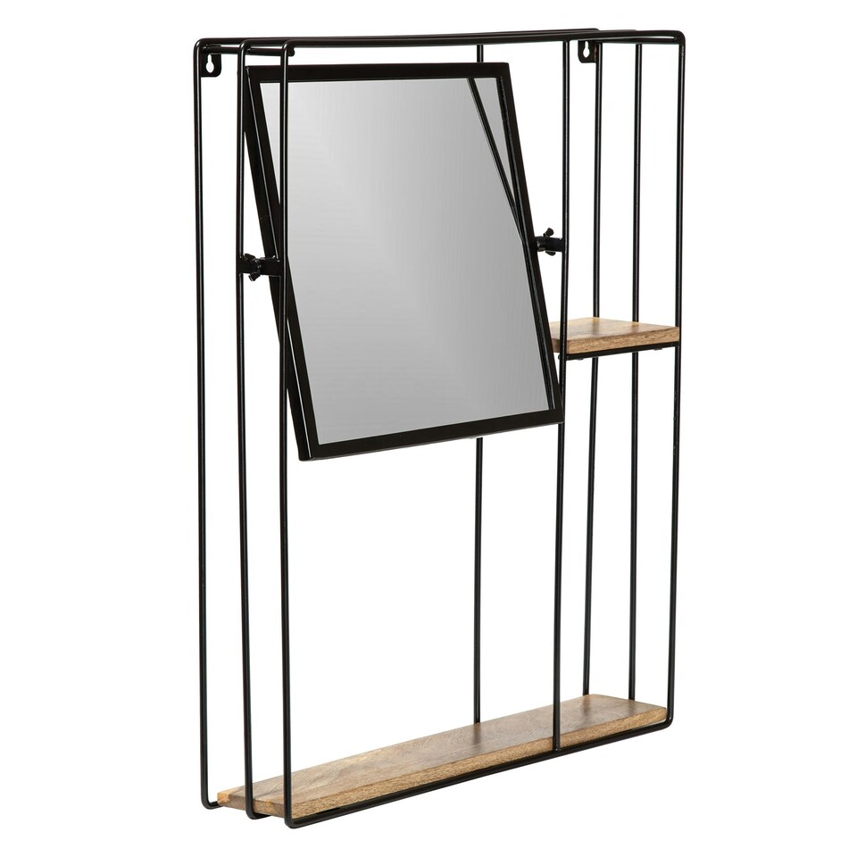 image 1 of Fine Decor FA3721W Jeeves Shelving and Organiser Mirror, Black Black