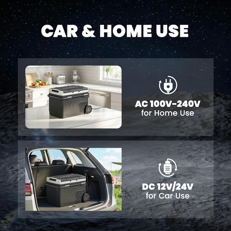 image 1 of Outsunny 40L Compressor Car Fridge Freezer, Dual Zone with App Control | Black | Black | 69.2L x 45.3W x 45H cm