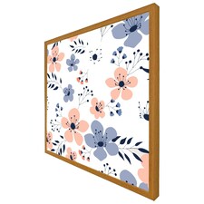 Pink & blue flowers (Picture Frame) Brown | Oak | XS