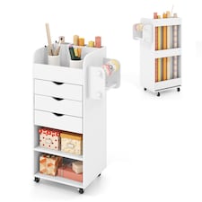 COSTWAY Rolling Storage Cart Mobile Storage Cabinet White