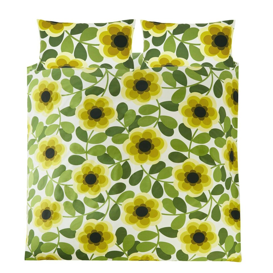 image 1 of Giant Water Lily Lemon Twist Duvet Cover Set | Green | Double