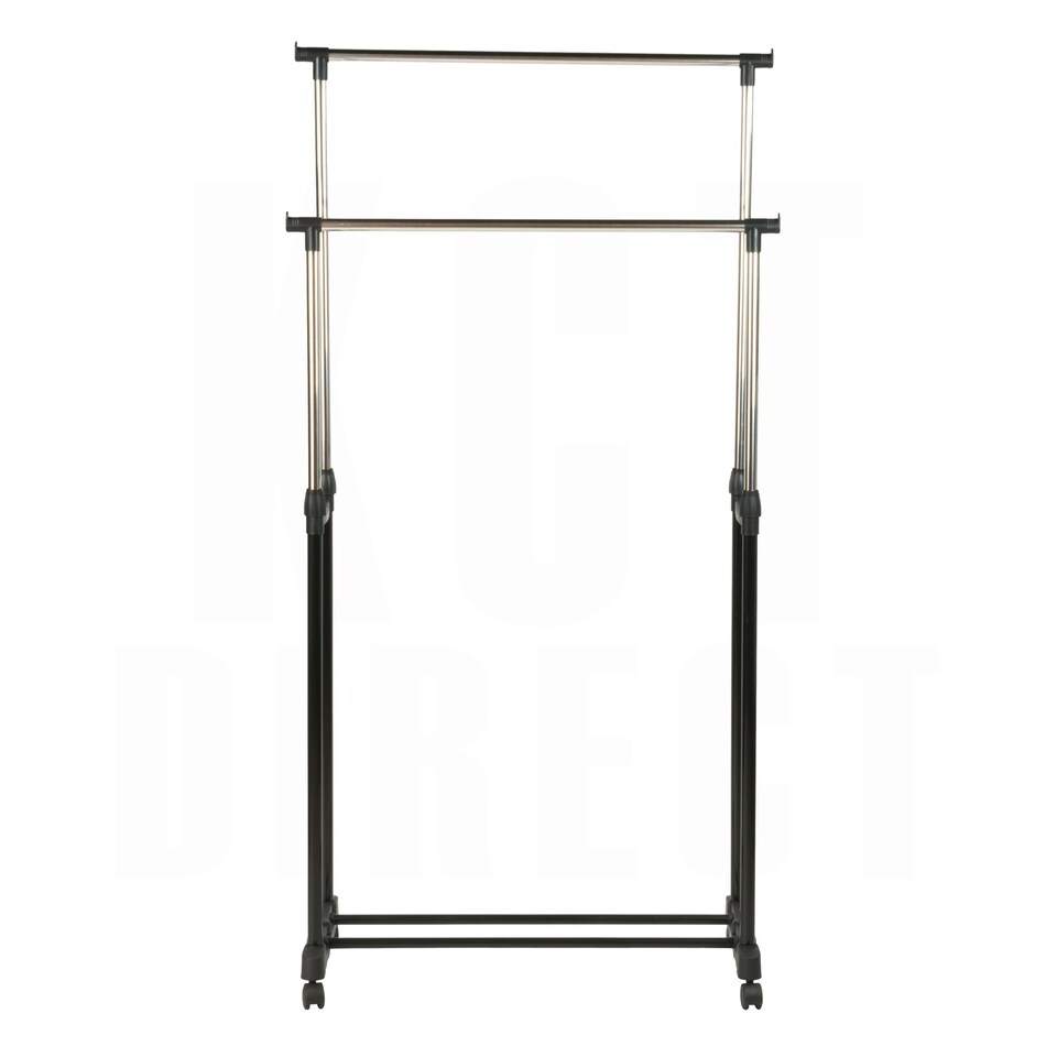 image 1 of KCT Adjustable Double Clothes Rack on Wheels Black | Silver | One Size
