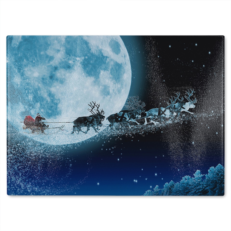 image 1 of Magic Santa'S Sleigh Dining Glass Chopping Board | Multi