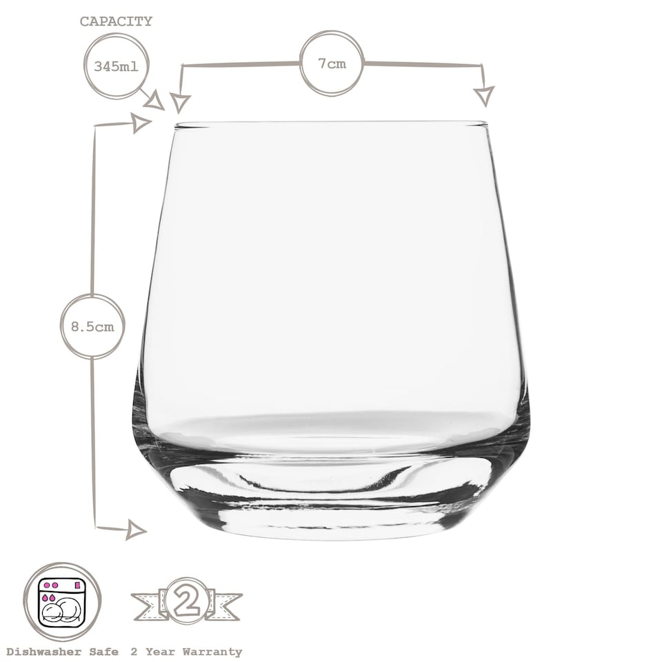 image 1 of LAV Lal Whiskey Glasses - 345ml - Clear - Pack of 6 | Clear | Clear