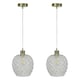 image 1 of First Choice Lighting Set of 2 Baine Clear Textured Glass with Satin Brass Pendant Fittings Bronze | Red