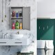 image 4 of COSTWAY Bathroom Mirror Cabinet Wall Mounted Storage Grey Grey