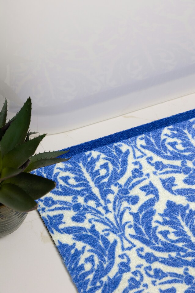 image 1 of My Mat Nylon Printed Bathroom Royal Blue Damask 50x75