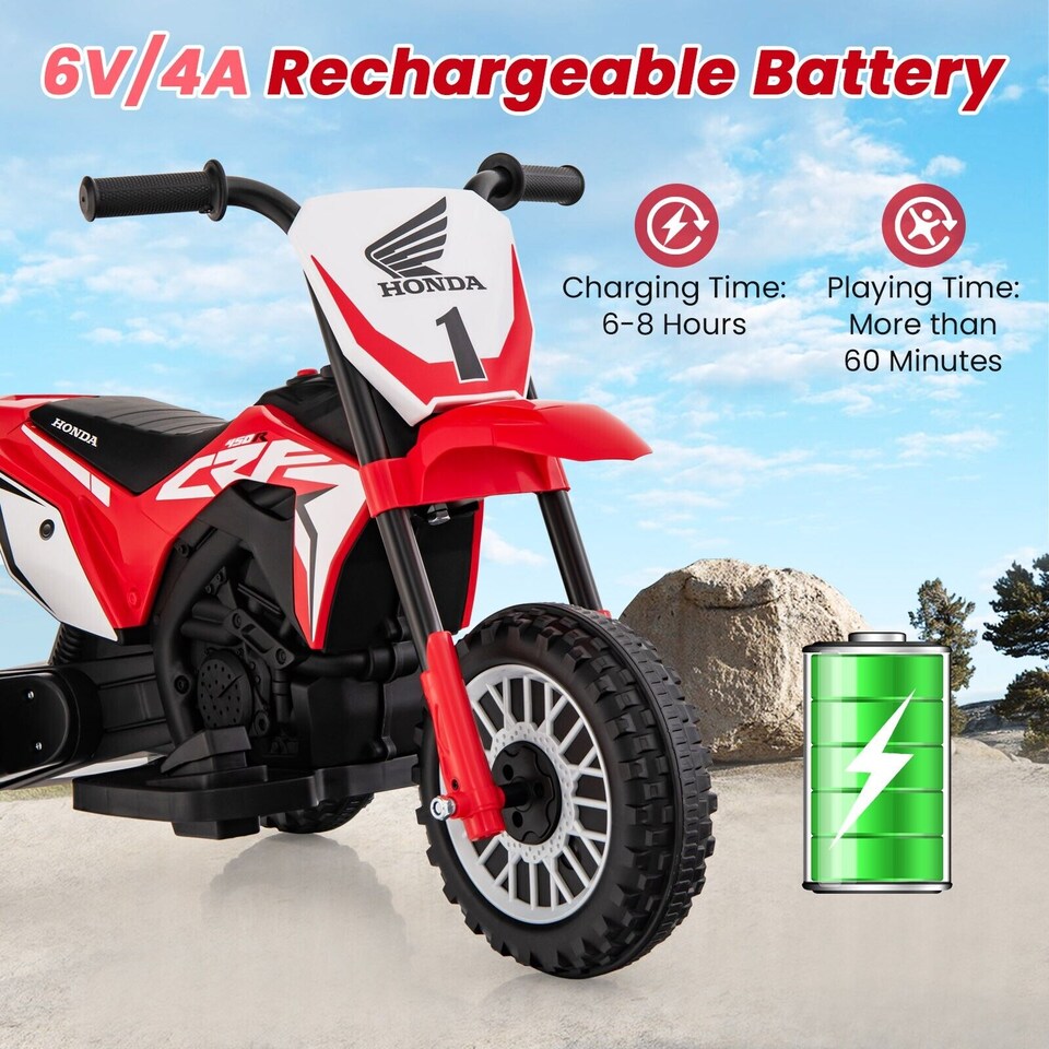 image 1 of COSTWAY Honda Licensed Kids Ride On Motorbike Powered Red