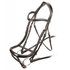 Velociti Ergonomic Leather Curved Horse Flash Bridle - Havana - X Full