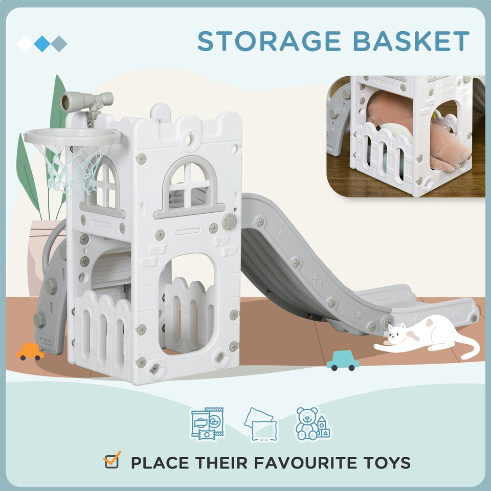image 1 of AIYAPLAY 4 in 1 Kids Slide for Indoor Use, for Toddlers 1-3 Years, Grey