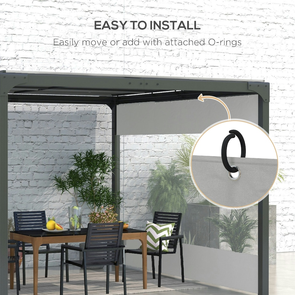 image 1 of Outsunny 3x2m Side Panels with Large Window, for 3(m) Long Pergola, Green