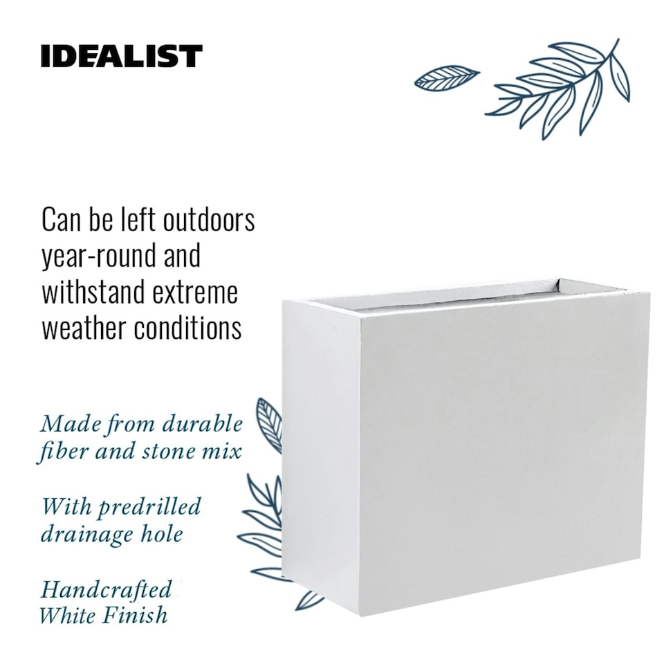image 1 of Narrow Light Concrete White Trough Planter H50.5 L60 W30 cm, 91 ltrs Cap.