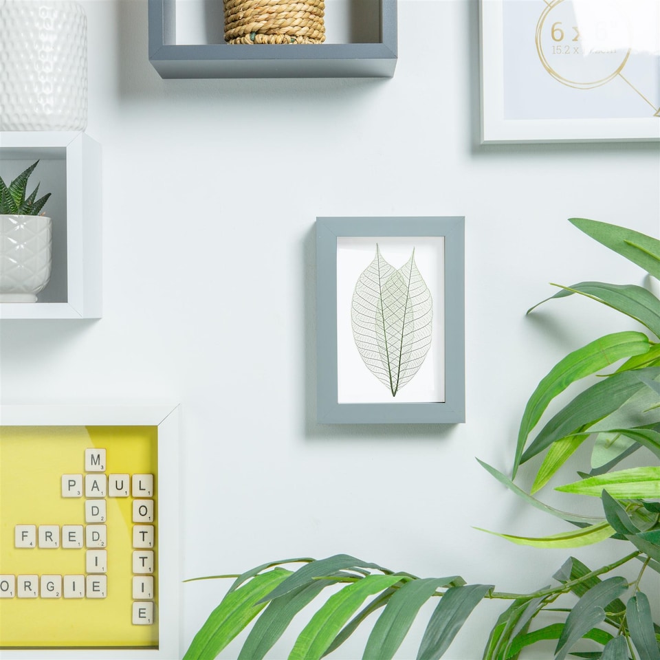 image 1 of Nicola Spring 4 x 6" Photo Frame - Grey - 3D Photo Frame Picture Frame Box Portrait Display Case (17.5 x 12.5cm)