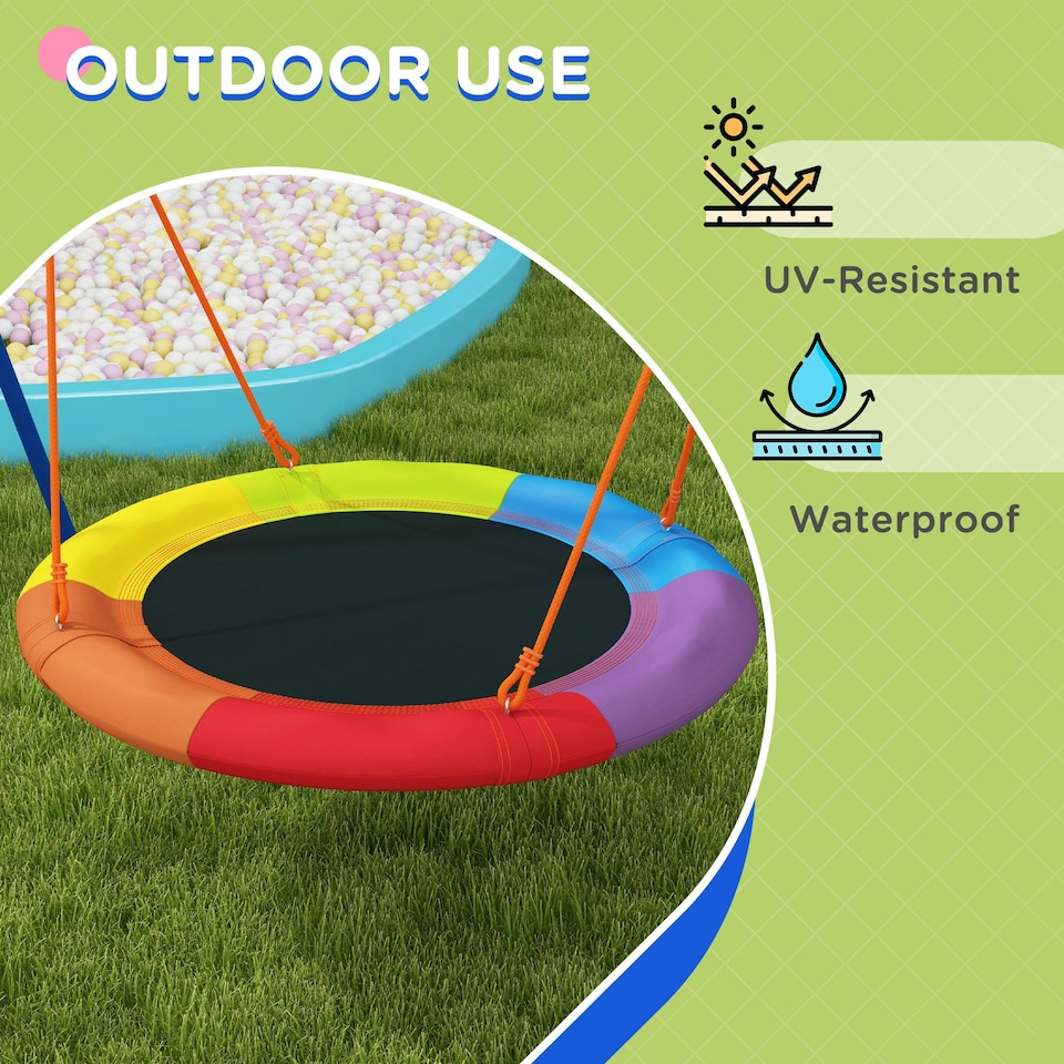 image 1 of Outsunny Kids Swing Nest Swing Seat with A-Frame Structure for Outdoor Use
