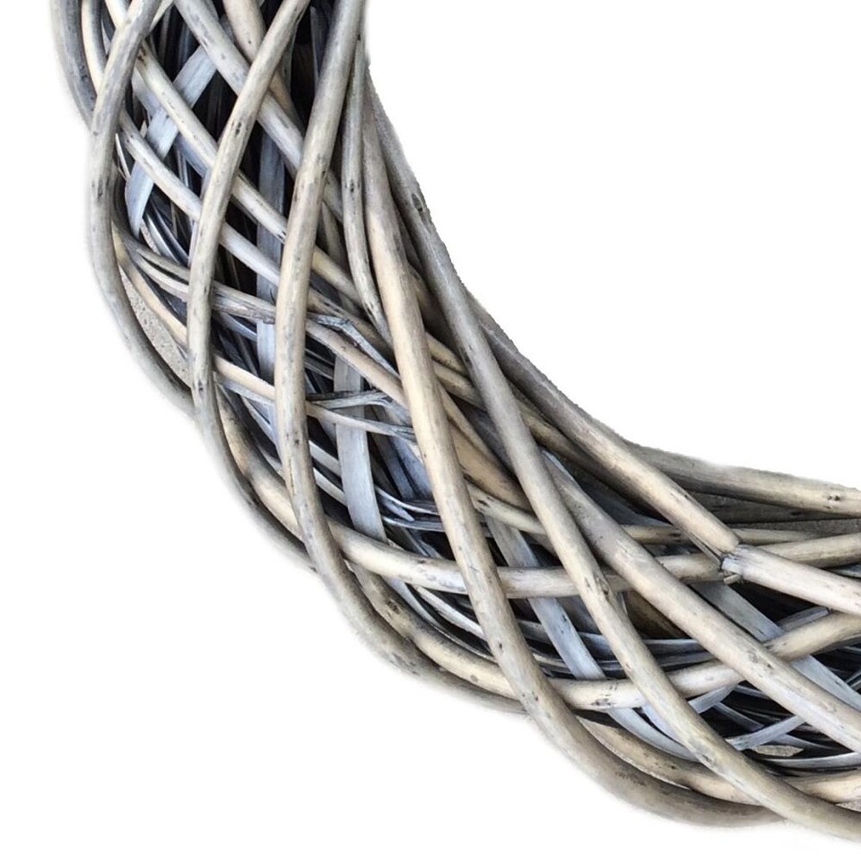 image 1 of Wicker Small Antique Wash Ring Wreath | Brown | Natural