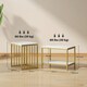 image 3 of HOMCOM Modern Coffee Table Set of Two, Marble-Effect Nesting Side Tables with Steel Frame for Living Room, Gold Tone