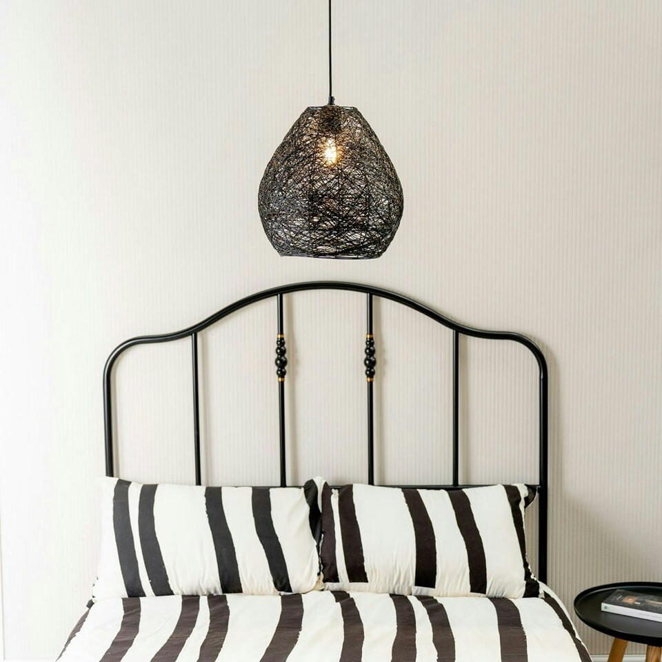 image 1 of ValueLights Hopper Fabric Black Oval Ceiling Pendant Shade