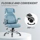 image 8 of Vinsetto Fabric Office Desk Chair w/ Adjustable Height Tilt Function Blue Blue | White accents