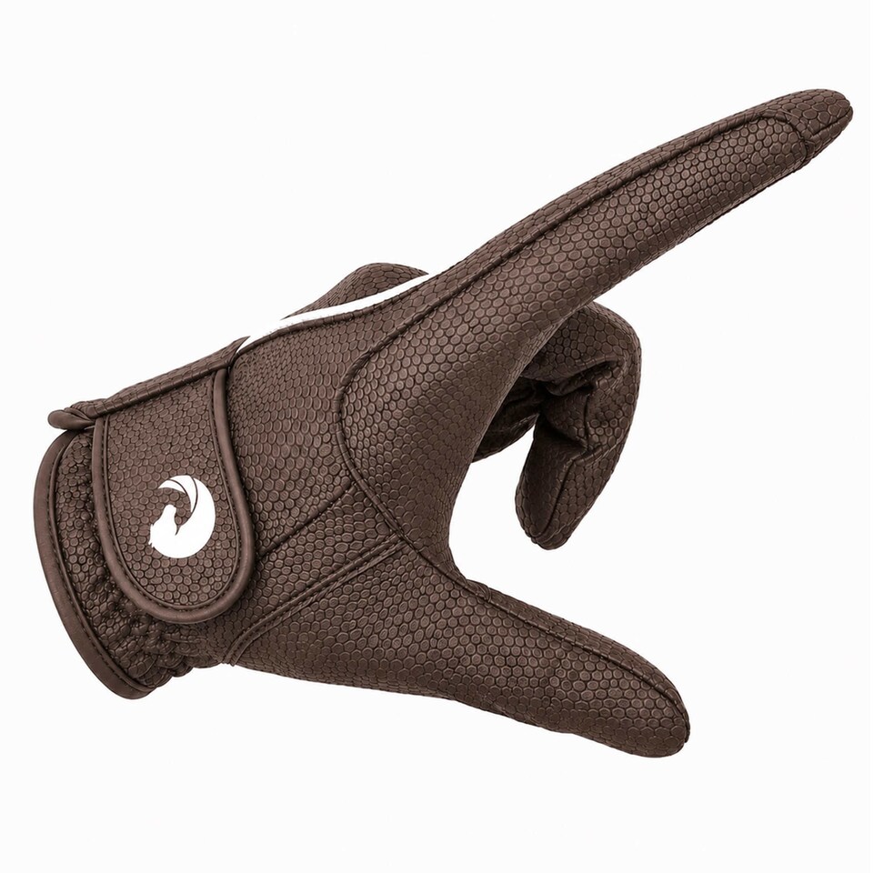 image 1 of Coco Equestrian Brown (M) Synthetic Leather Horse Riding Gloves | Brown