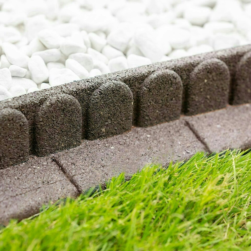 image 1 of 1.2m Lawn Edge Border Recycled Rubber in Earth Brown