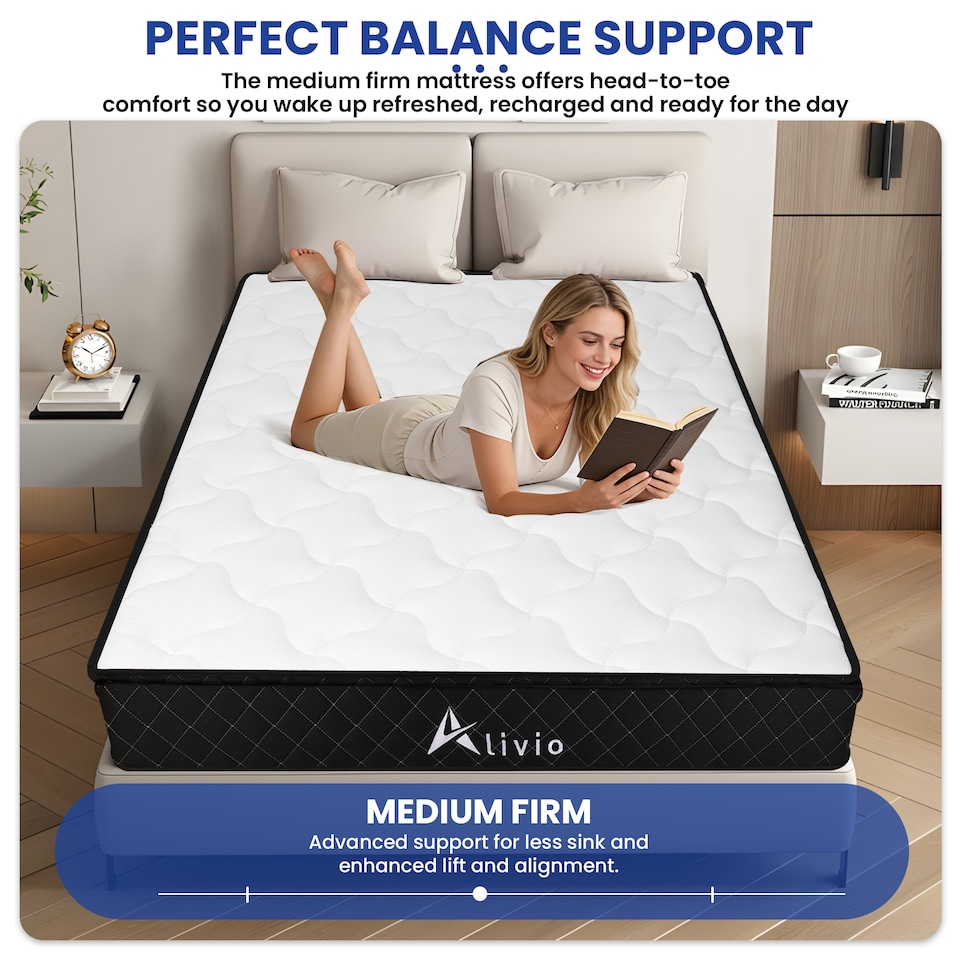 image 1 of Alivio Double Size 7-Zone Hybrid Mattress, Pocket Sprung & Memory Foam Orthopaedic Support