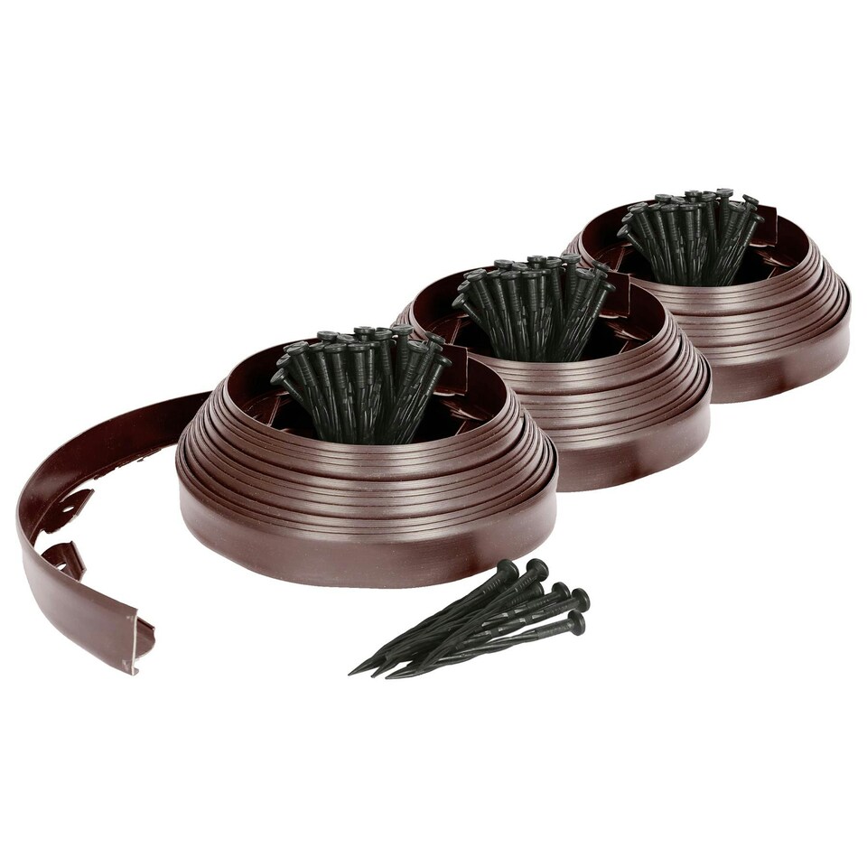 image 1 of Harbour Housewares Flexible Plastic Lawn & Path Edging - 30m x 4cm - Brown