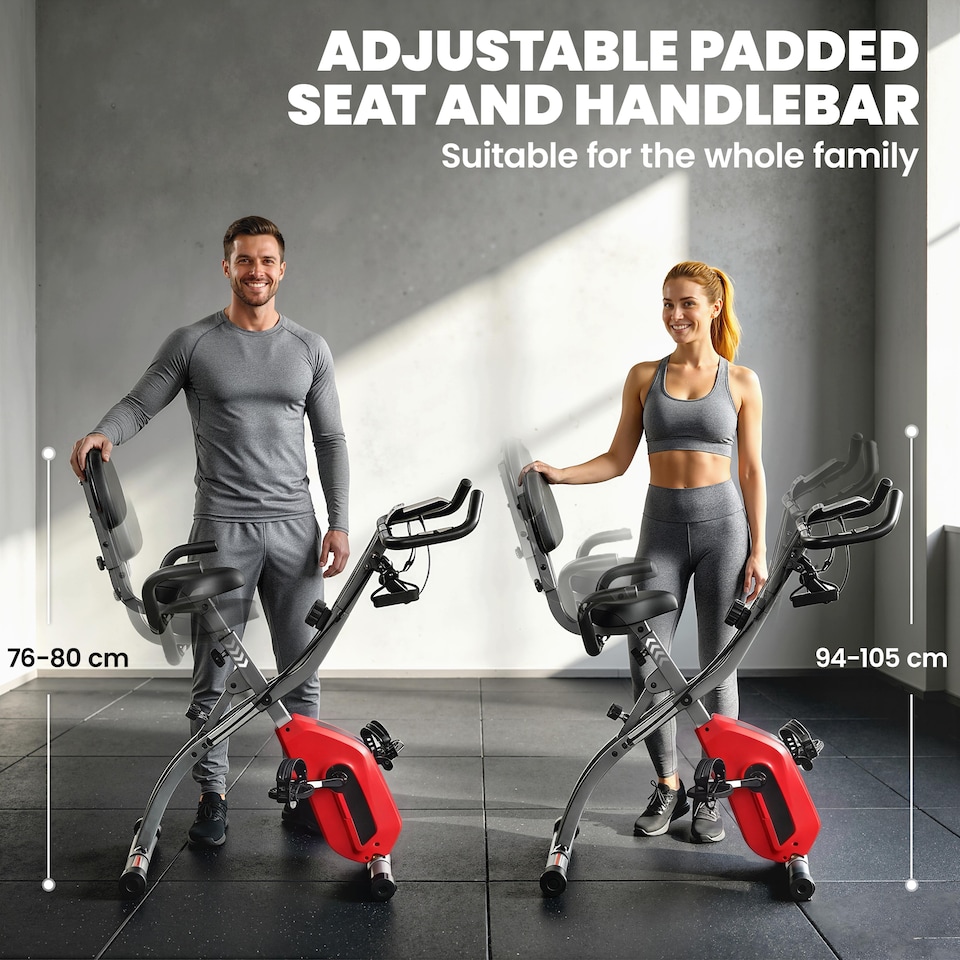 image 1 of SPORTNOW Folding Exercise Bike with Resistance Bands