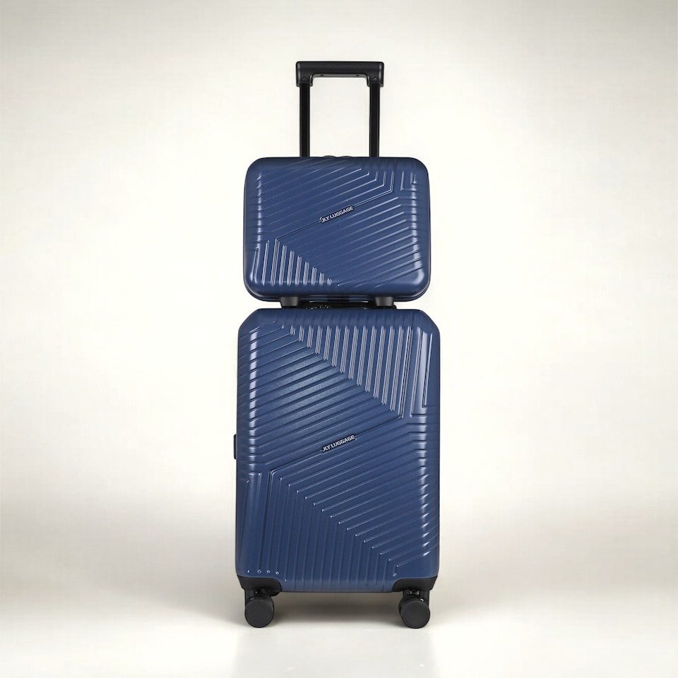 image 1 of 2 Piece Hard Shell Luggage Suitcase Set | Strap On Vanity Case + 20’ inch Small Cabin Suitcase