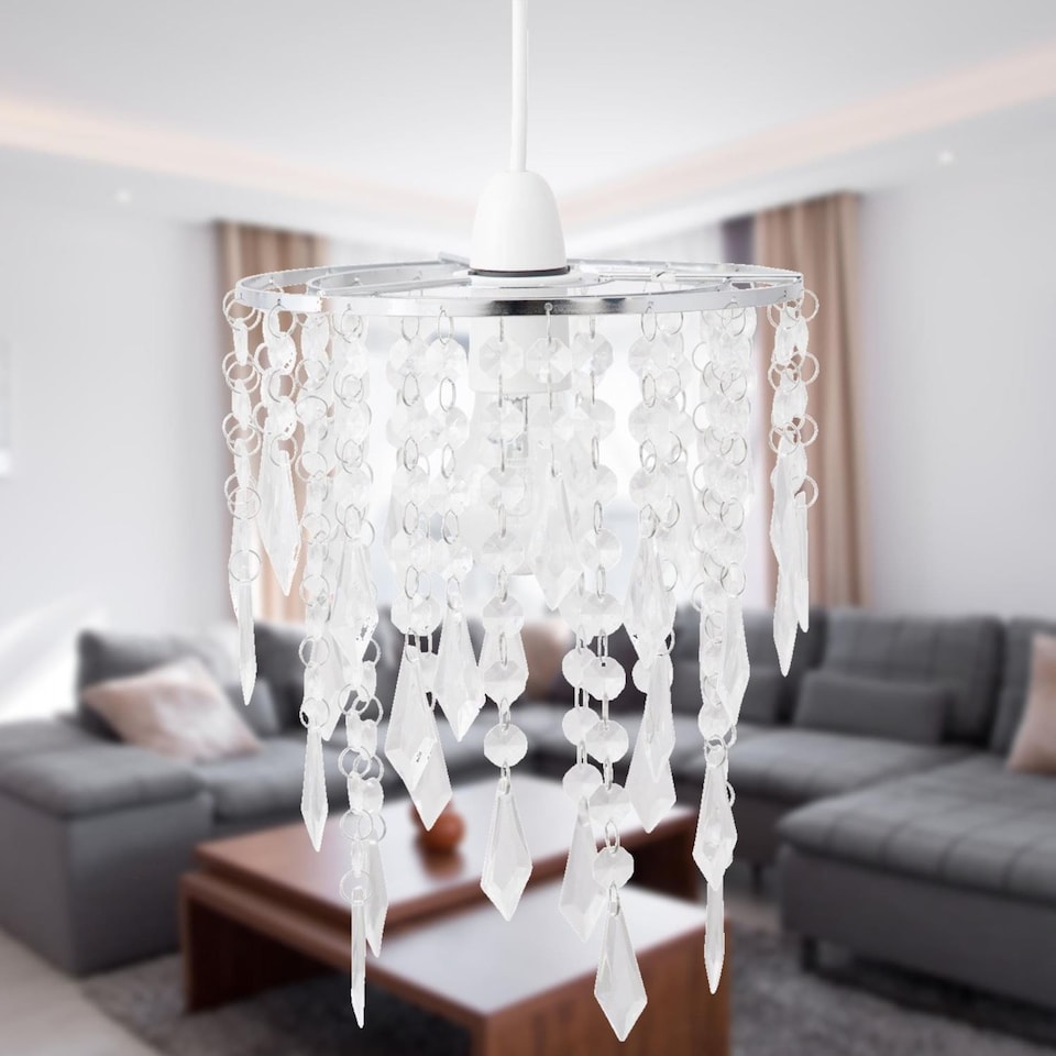image 1 of Chrome & Clear Jewels Light Shade | Clear | Chrome | Small | 1