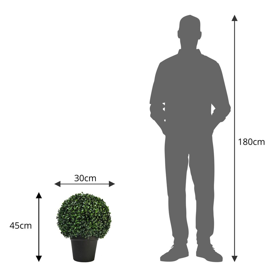 image 1 of True Products Premium Artificial Boxwood Potted Topiary Ball 30cm Dia.