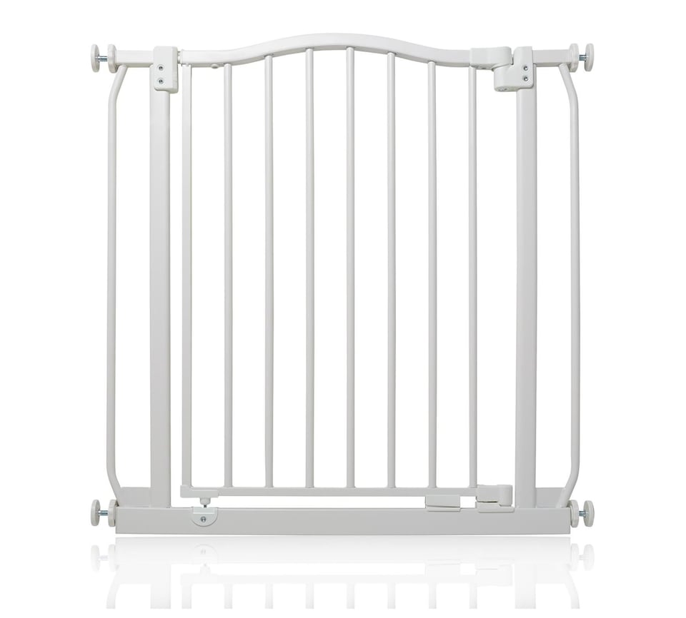 image 1 of Safetots Curved Top Safety Gate, 71cm - 80cm, Matt White, Pressure Fit Stair Gate