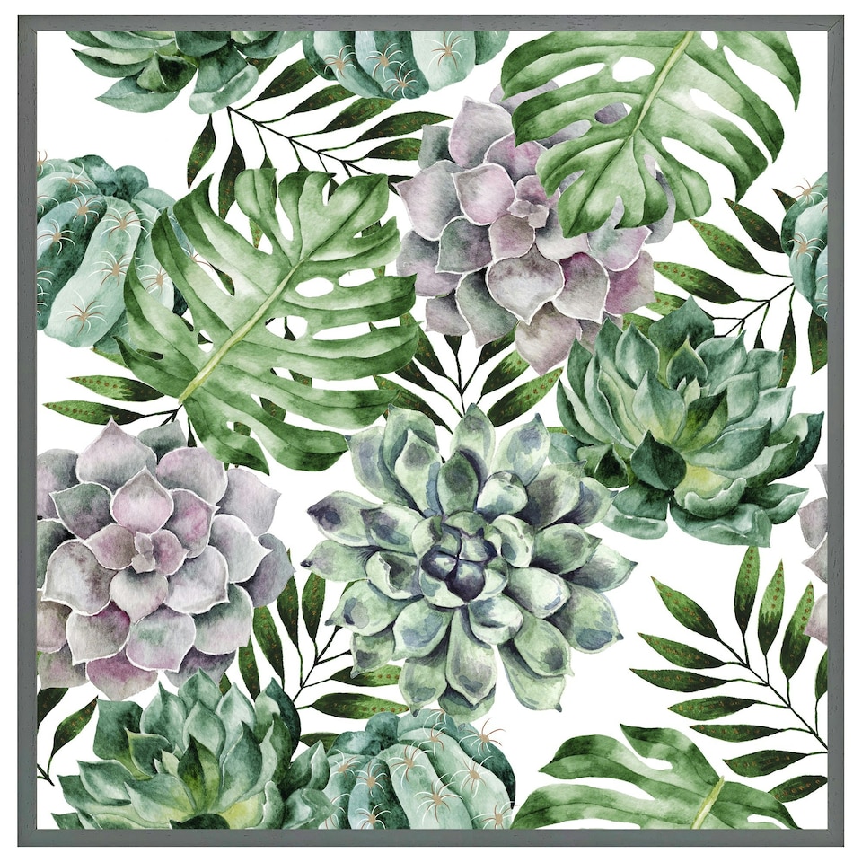 image 1 of Watercolour botanical leaves (Picture Frame) White | XL