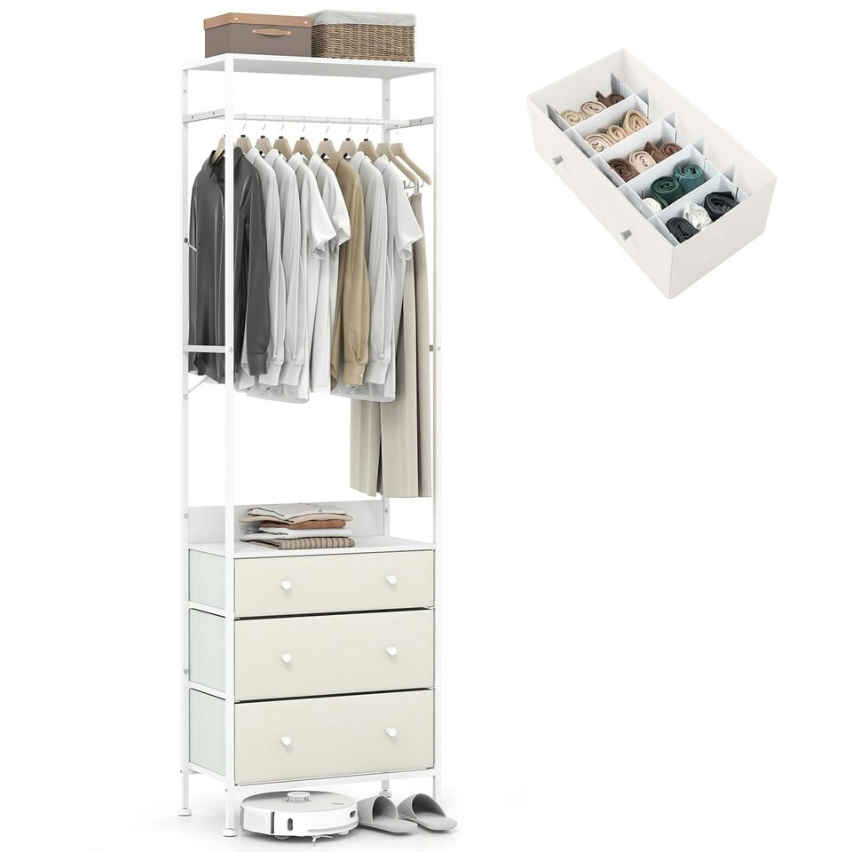 image 1 of COSTWAY Clothes Rack Freestanding Closet Organizer White | White | One Size
