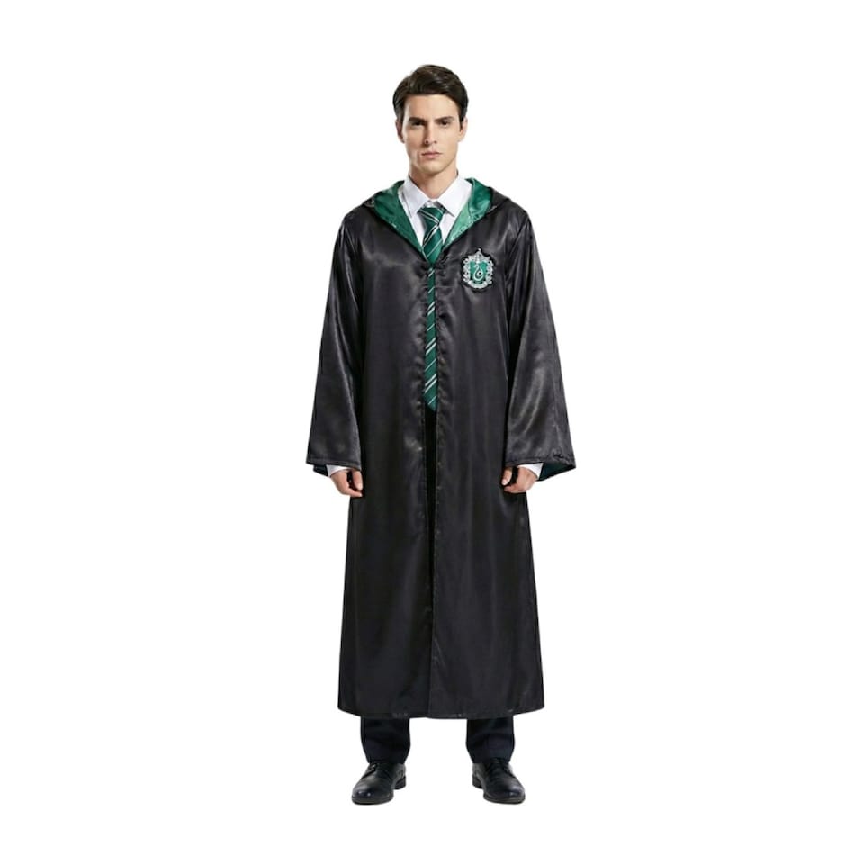 image 1 of Harry Potter Costume - Slytherin Cloak, Tie, Tattoos, Glasses & Wand | Multi | M