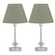 image 1 of Set of 2 Chrome Jewelled Table Lamps with Sage Green Shades Chrome | Green