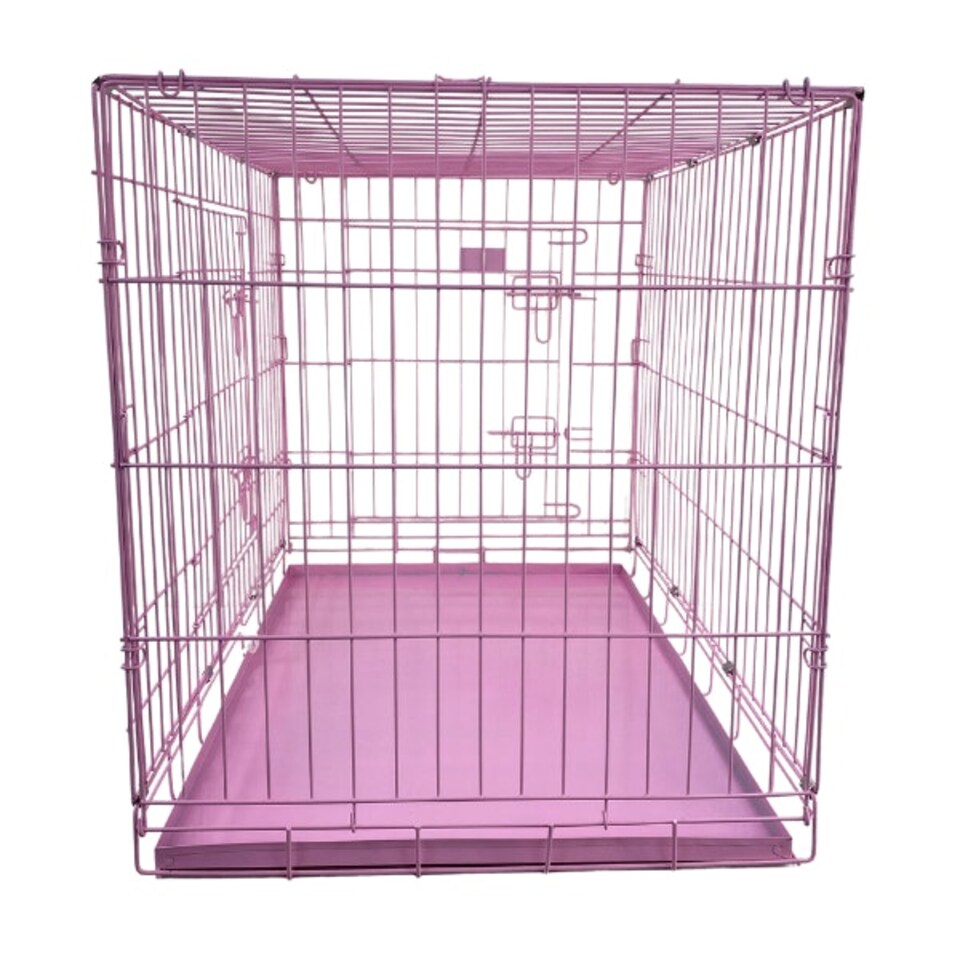 image 1 of Hugglepets Dog Cage Crate with Metal Tray | Silver | XS