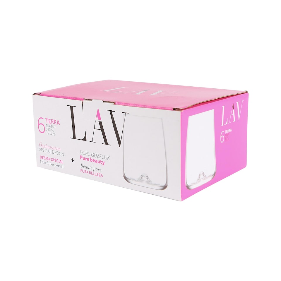 image 1 of LAV Terra Tumbler Glasses - 360ml - Clear - Pack of 6 | Clear | Clear