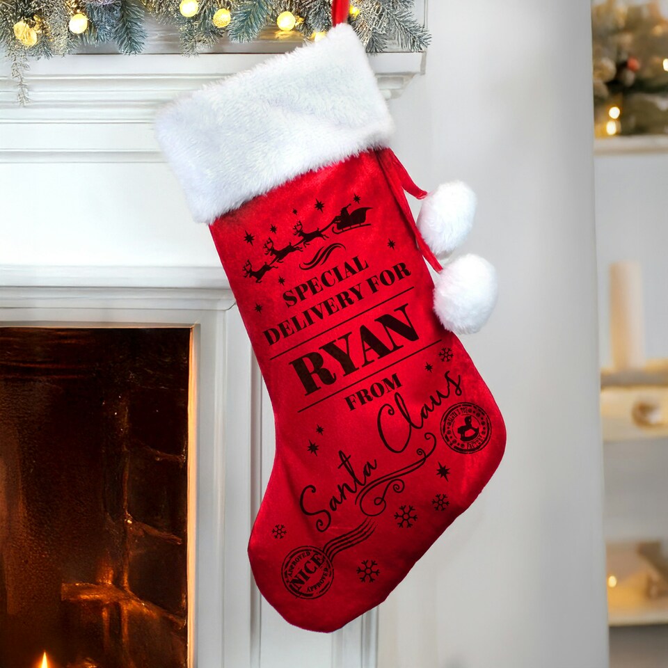 image 1 of Personalised Special Delivery Red Stocking