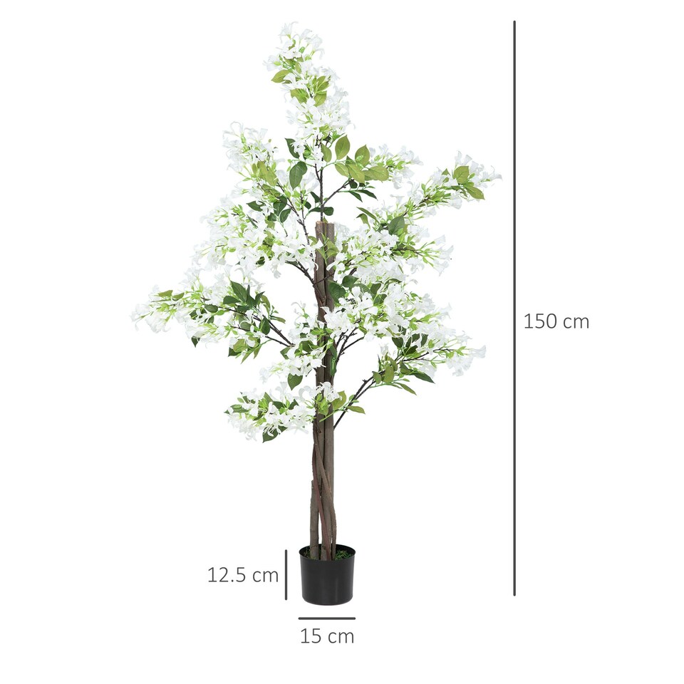 image 1 of HOMCOM Potted Artificial Plants Honeysuckle Flower for Indoor , White