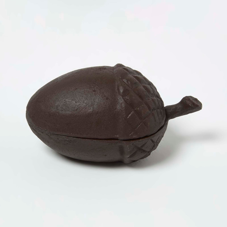 image 1 of Homescapes Brown Hollow Acorn Key Keeper Cast Iron