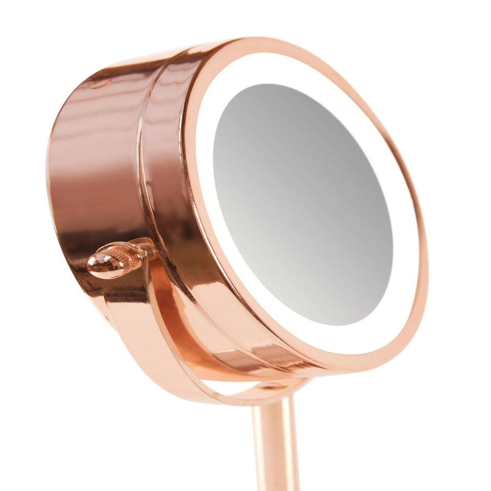 image 1 of Rose Gold Double Sided LED Cosmetic Mirror
