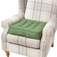 Homescapes Forest Green Cotton Armchair Booster Cushion Green