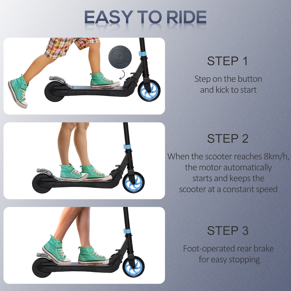 image 1 of HOMCOM Folding Electric Scooter with Rear Wheel Brake, Sky Blue