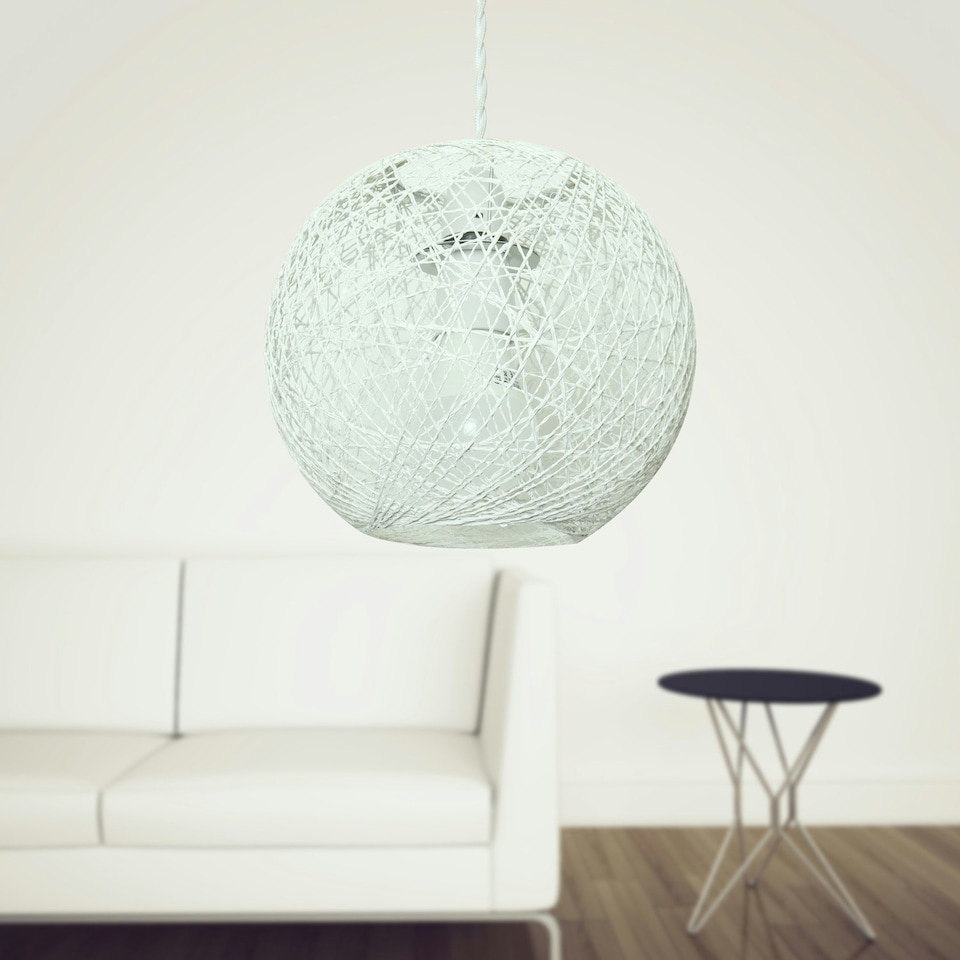 image 1 of Set of 2 Abaca - White 8 Globe Ceiling Light Shades" White