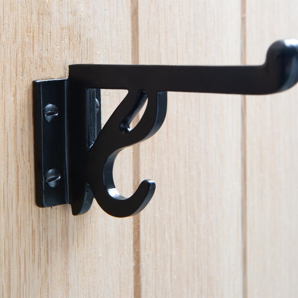 image 1 of Hammer & Tongs Ornate Flat Top Hat & Coat Hook - W35mm x H70mm - Black